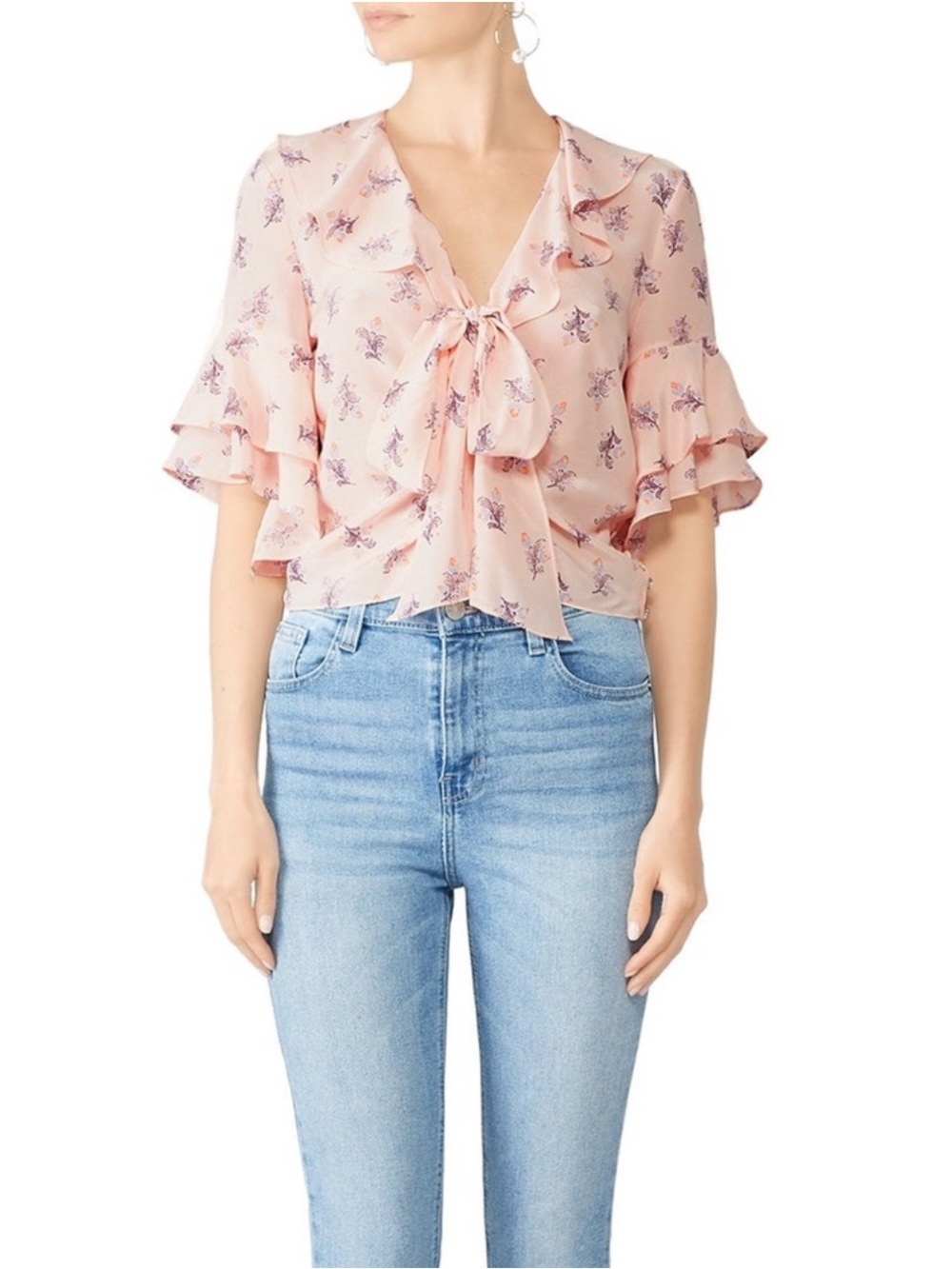 Cinq á Sept Ivy Silk Ruffle Top